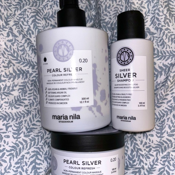 Maria Nila pearl silver colour refresh masque X2 , sheer silver shampoo - Picture 2 of 3